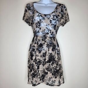 Vintage Y2K Deb Lace Babydoll Top Sz L Sheer Split Fairy Grunge Whimsigoth Dress